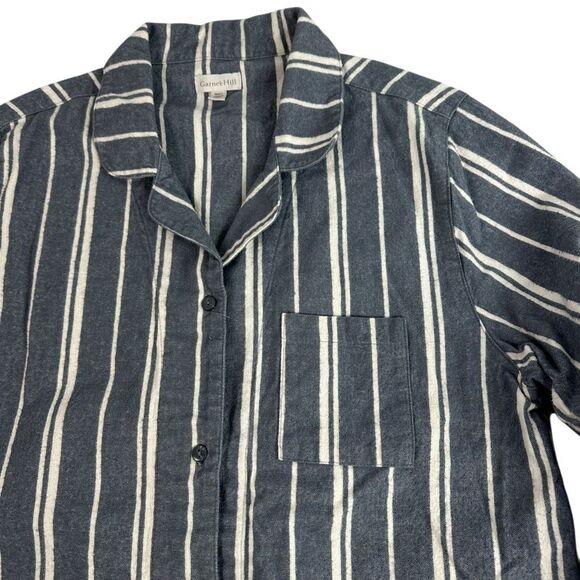 Garnet Hill Medium Cotton Stripe Pajama Top - Picture 3 of 7